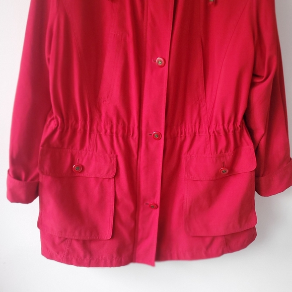 Gallery Women's Red Soft Shell Coat Removable Lining & Hood Sz L Casual Outdoor - Picture 2 of 15